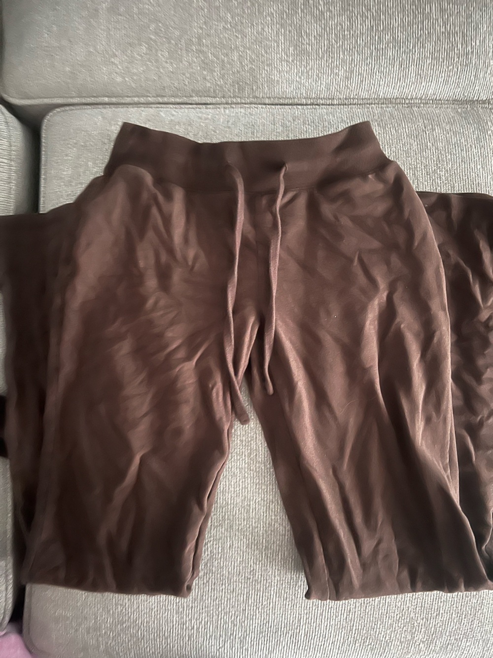 Stretchy brown flare garage pants